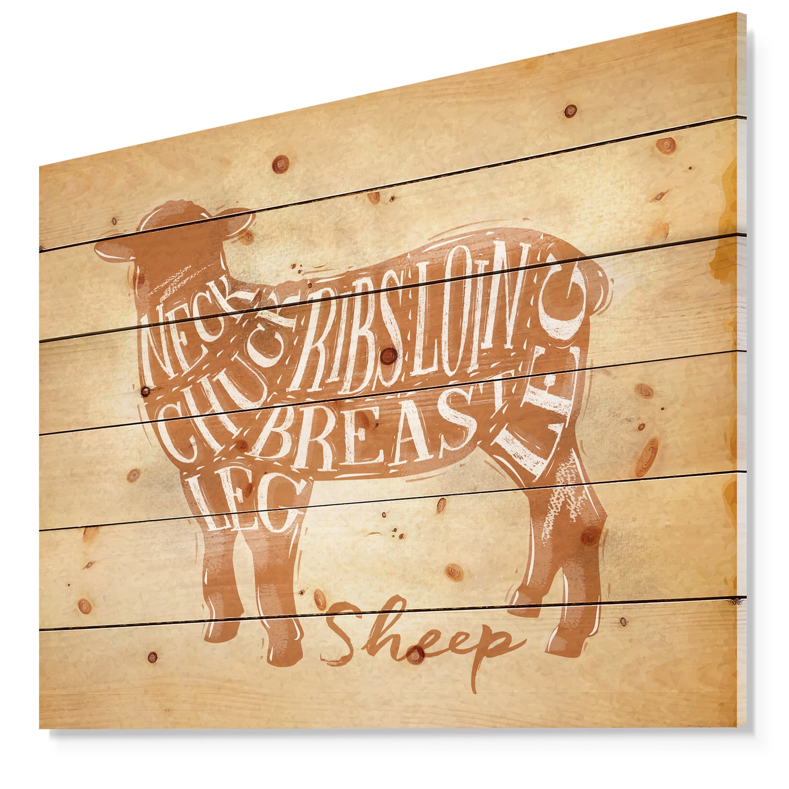 Sheep lamb cutting scheme craft - Farmhouse Animal Painting Print on Natural Pine Wood