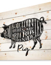 Pig pork cutting scheme - Farmhouse Animal Painting Print on Natural Pine Wood