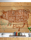 Pig pork cutting scheme craft - Farmhouse Animal Painting Print on Natural Pine Wood