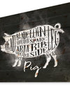 Pig pork cutting scheme chalk - Farmhouse Animal Painting Print on Natural Pine Wood