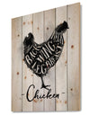 Chicken cutting scheme - Farmhouse Animal Painting Print on Natural Pine Wood