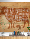 Beef cutting scheme craft - Farmhouse Animal Painting Print on Natural Pine Wood