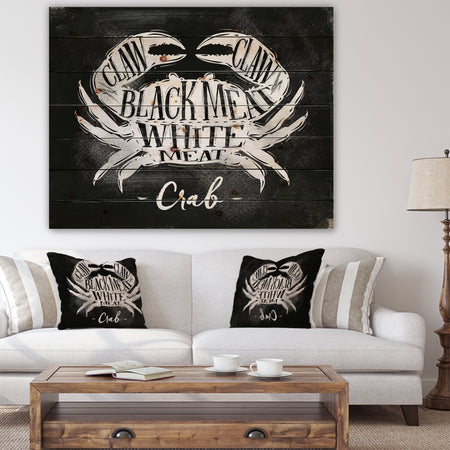 Crab cutting scheme chalk - Animals Painting Print on Natural Pine Wood