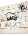 Stork and llama - Animals Sketch Painting Print on Natural Pine Wood