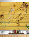 Owl and rooster painting - Animals Sketch Painting Print on Natural Pine Wood