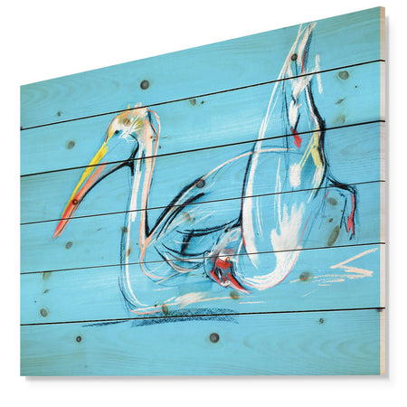 Pelican painting - Animals Sketch Painting Print on Natural Pine Wood