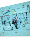 Buffalo painting in Blue background - Animals Sketch Painting Print on Natural Pine Wood