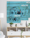 Buffalo painting in Blue background - Animals Sketch Painting Print on Natural Pine Wood