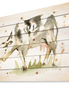 Watercolor spotted cow - Farmhouse Sketch Painting Print on Natural Pine Wood