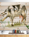 Watercolor spotted cow - Farmhouse Sketch Painting Print on Natural Pine Wood