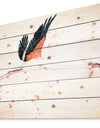 Watercolor pink flamingo - Animals Painting Print on Natural Pine Wood