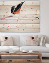 Watercolor pink flamingo - Animals Painting Print on Natural Pine Wood