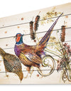 Bird pheasant watercolor illustration - Farmhouse Animal Painting Print on Natural Pine Wood