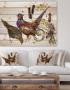 Bird pheasant watercolor illustration - Farmhouse Animal Painting Print on Natural Pine Wood