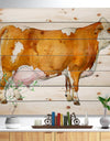 Watercolor Dairy cow - Farmhouse Animal Painting Print on Natural Pine Wood