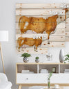 Watercolor Dairy cow - Farmhouse Animal Painting Print on Natural Pine Wood