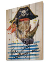 Pirate animal in hat The Sea is Calling Me - Animals Sea & Shore Print on Natural Pine Wood