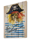 Pirate Tiger in hat The Sea is Calling Me - Animals Sea & Shore Print on Natural Pine Wood