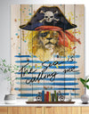 Pirate Tiger in hat The Sea is Calling Me - Animals Sea & Shore Print on Natural Pine Wood