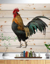 chicken rooster - Farmhouse Animals of Painting Print on Natural Pine Wood