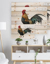 chicken rooster - Farmhouse Animals of Painting Print on Natural Pine Wood