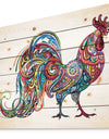 Cockerel farm animal - Farmhouse Animals of Painting Print on Natural Pine Wood