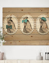 Handdrawn vintage rooster hipster style - Farmhouse Animals of Painting Print on Natural Pine Wood