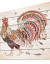 Patterned rooster Symbol of chinese new year - Farmhouse Animals of Painting Print on Natural Pine Wood