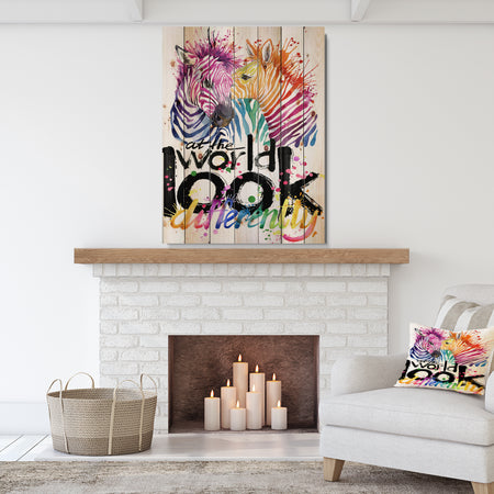 Cute Zebra - Animals kids Painting Print on Natural Pine Wood