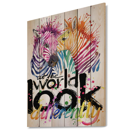 Cute Zebra - Animals kids Painting Print on Natural Pine Wood