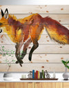 Cute fox wtercolor illustration - Animals Painting Print on Natural Pine Wood