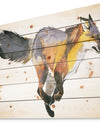 Running Fox watercolor illustration - Animals Painting Print on Natural Pine Wood
