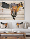 Running Fox watercolor illustration - Animals Painting Print on Natural Pine Wood