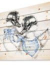 Cute Two Little Duckling - Animals Painting Print on Natural Pine Wood