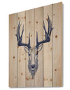 Deer head Portrait - Sketch Animals Painting Print on Natural Pine Wood