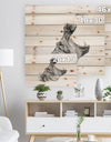 Pencil hippo Sketch in Black and White - Animals Painting Print on Natural Pine Wood