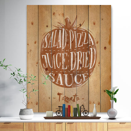 Tomato cutting scheme craft - Farmhouse Food Painting Print on Natural Pine Wood