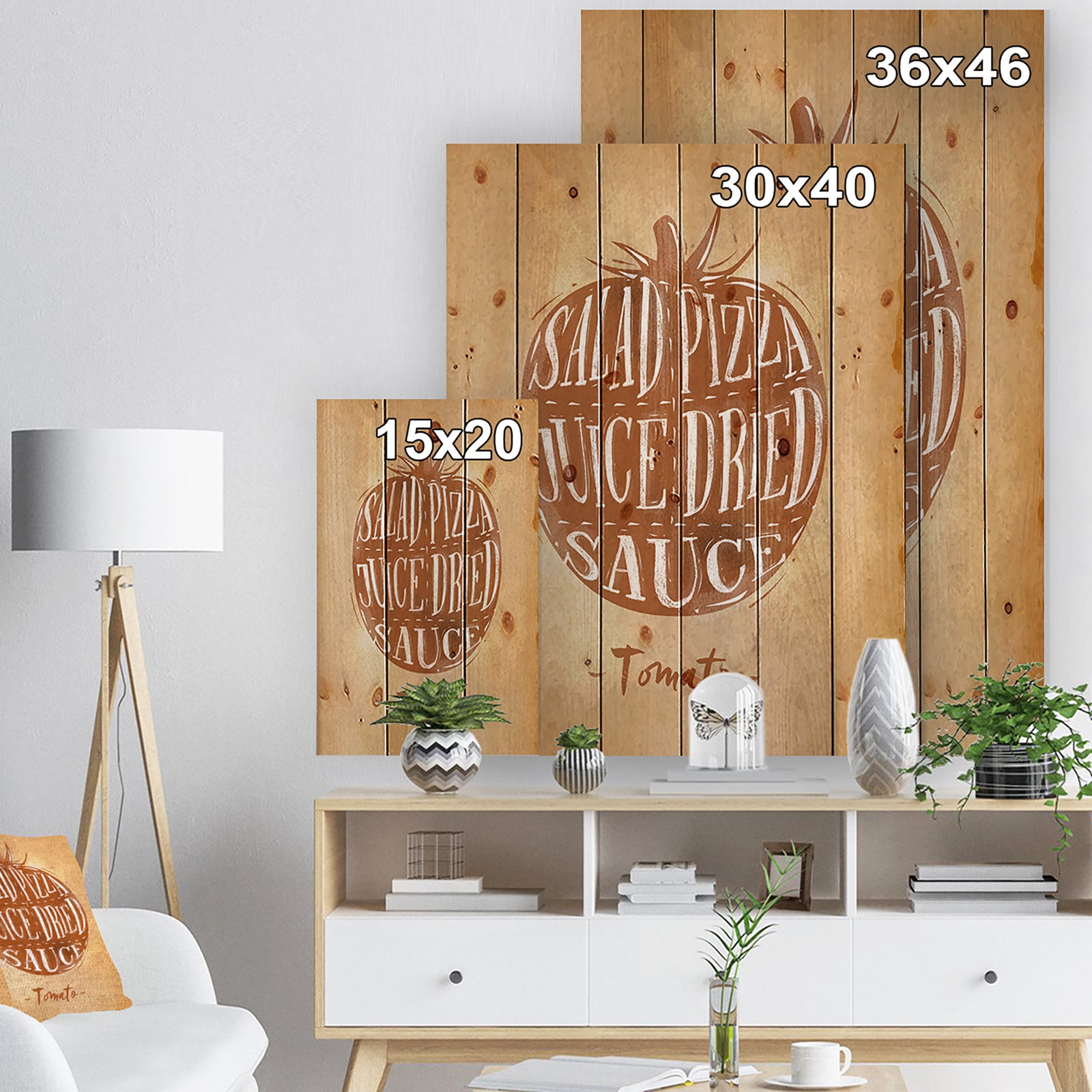 Tomato cutting scheme craft - Farmhouse Food Painting Print on Natural Pine Wood