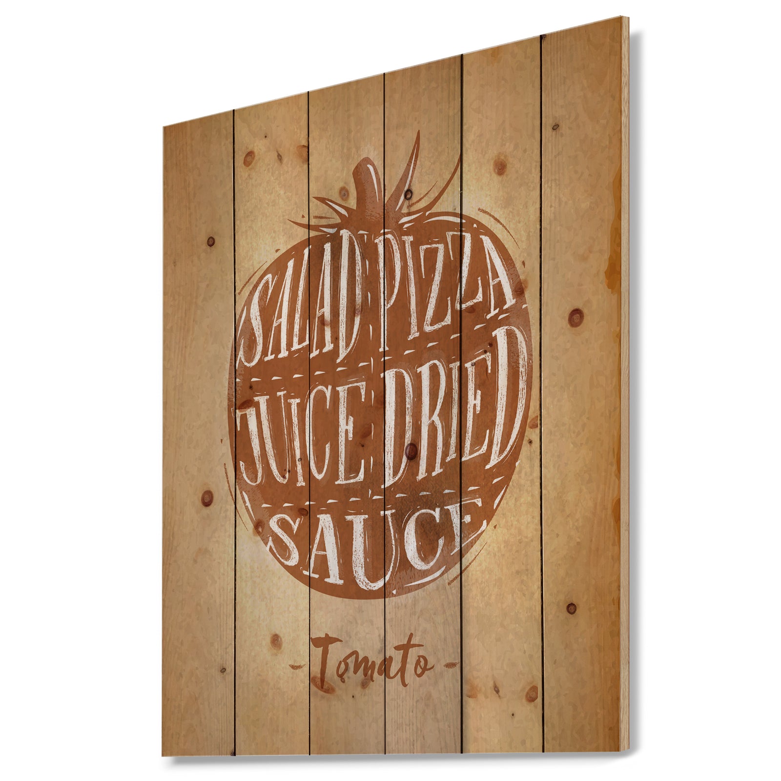 Tomato cutting scheme craft - Farmhouse Food Painting Print on Natural Pine Wood