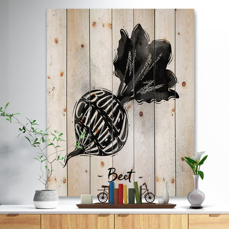 Beet cutting scheme - Farmhouse Food Painting Print on Natural Pine Wood