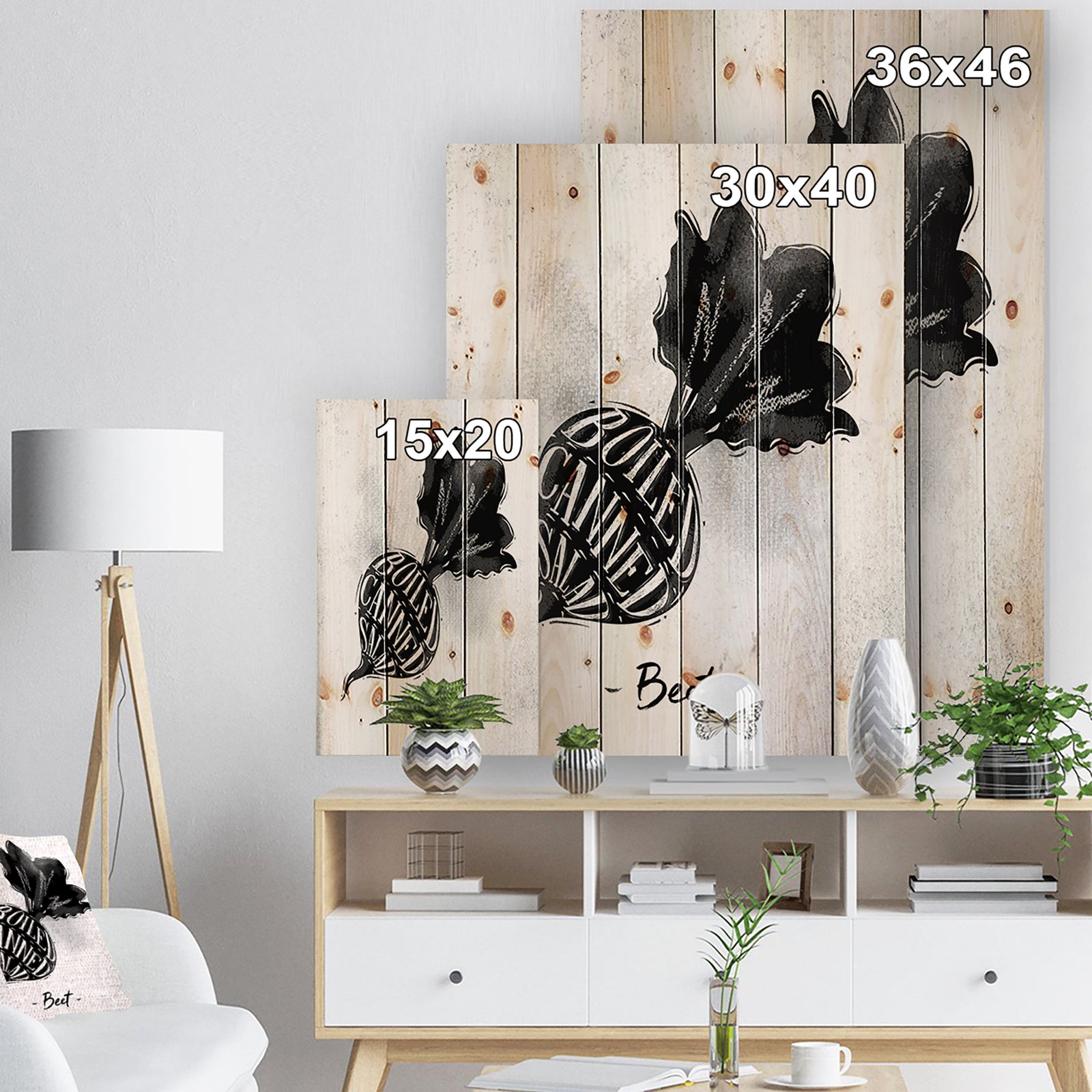Beet cutting scheme - Farmhouse Food Painting Print on Natural Pine Wood