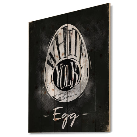 Egg cutting scheme chalk - Farmhouse Food Painting Print on Natural Pine Wood