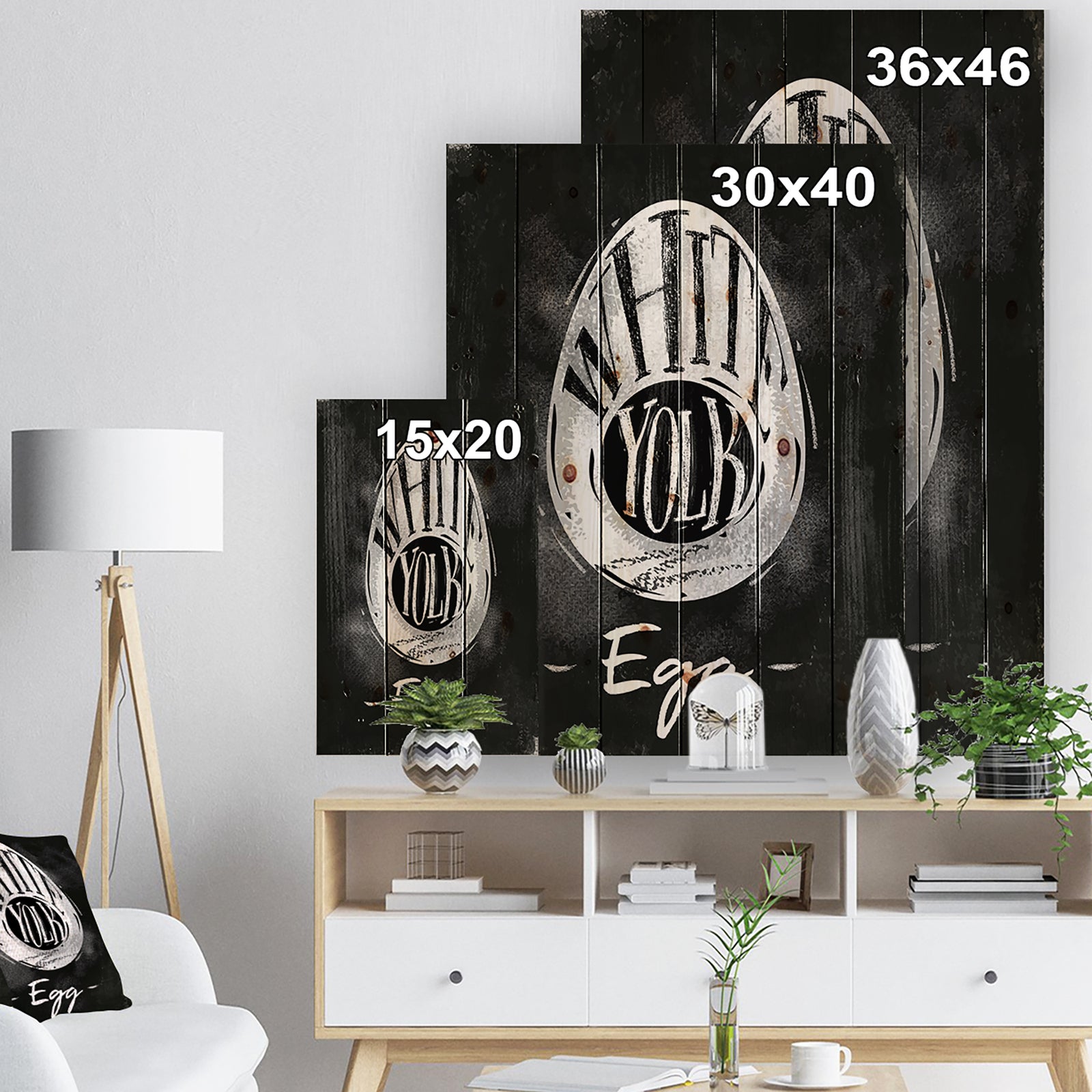 Egg cutting scheme chalk - Farmhouse Food Painting Print on Natural Pine Wood