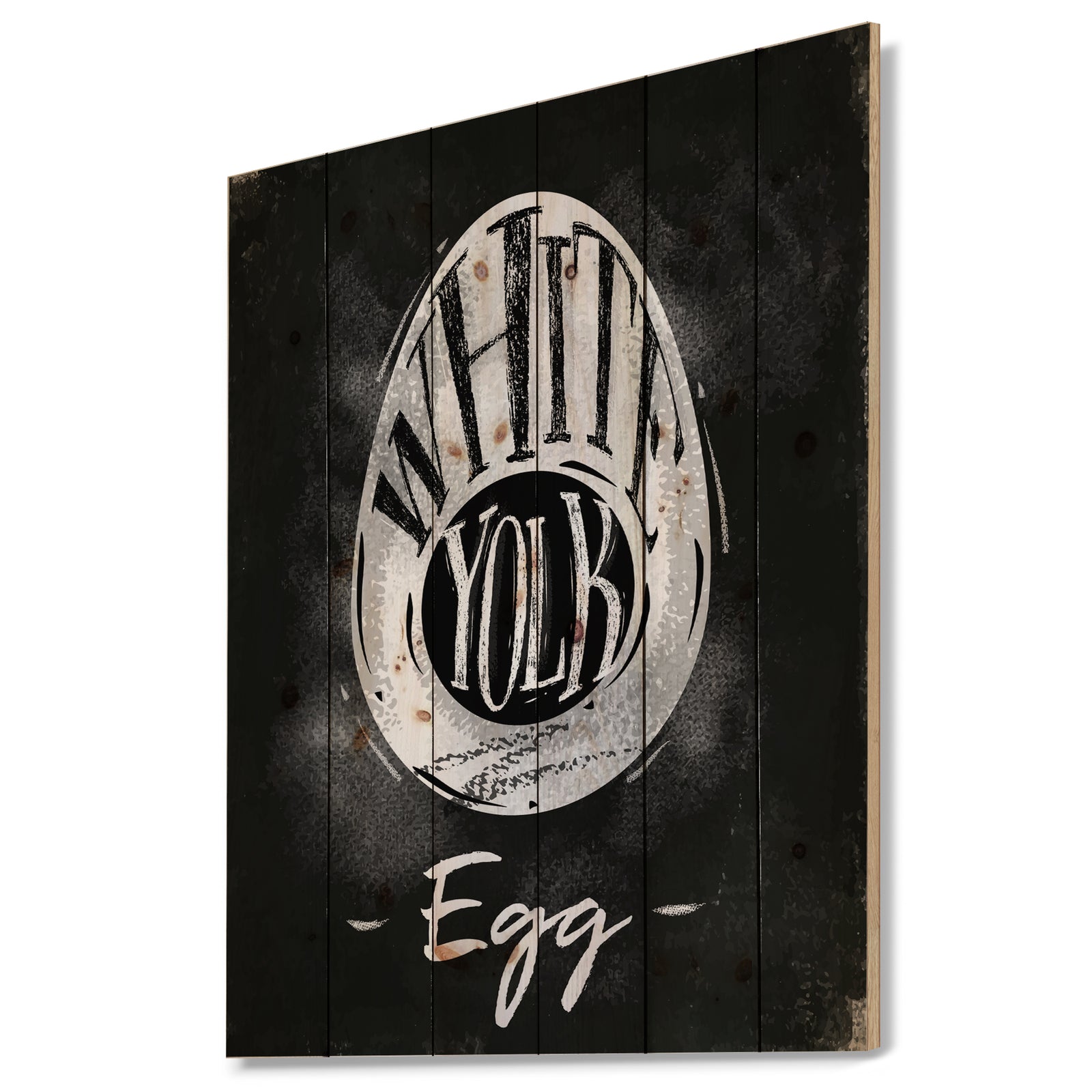 Egg cutting scheme chalk - Farmhouse Food Painting Print on Natural Pine Wood
