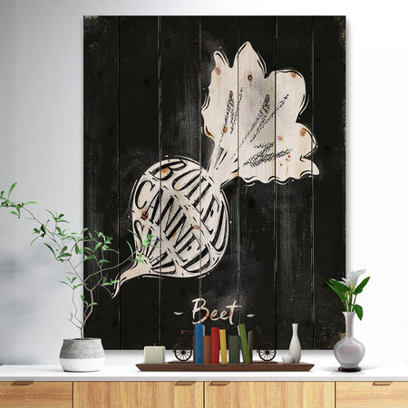 Beet cutting scheme chalk - Farmhouse Food Painting Print on Natural Pine Wood