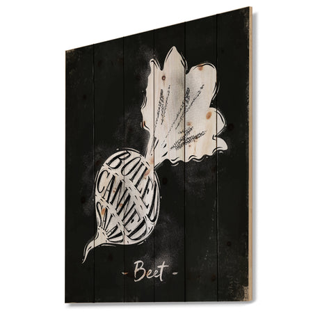 Beet cutting scheme chalk - Farmhouse Food Painting Print on Natural Pine Wood