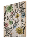 Hand drawn summer flowers - Floral Painting Print on Natural Pine Wood