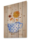 Teacup orange tea kraft - Food Painting Print on Natural Pine Wood