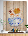 Teacup orange tea kraft - Food Painting Print on Natural Pine Wood