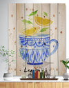 Teacup lemon tea - Food Painting Print on Natural Pine Wood